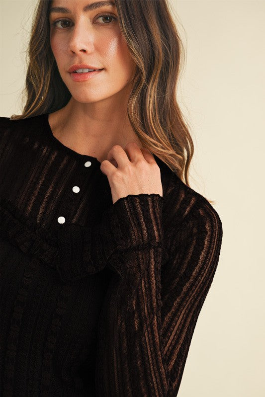 Lace Henley Tops