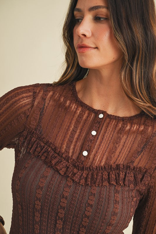 Lace Henley Tops