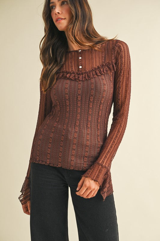 Lace Henley Tops