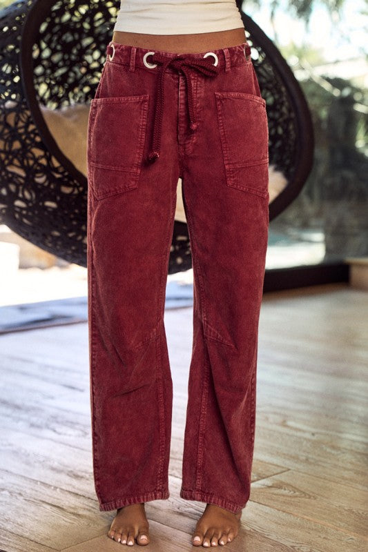 Rope Tie Corduroy Pants
