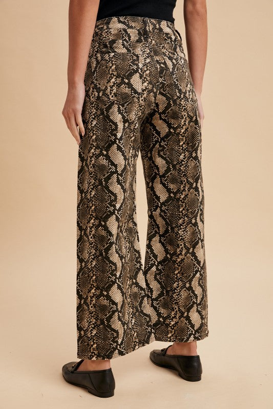 Snake Print Barrel Pants