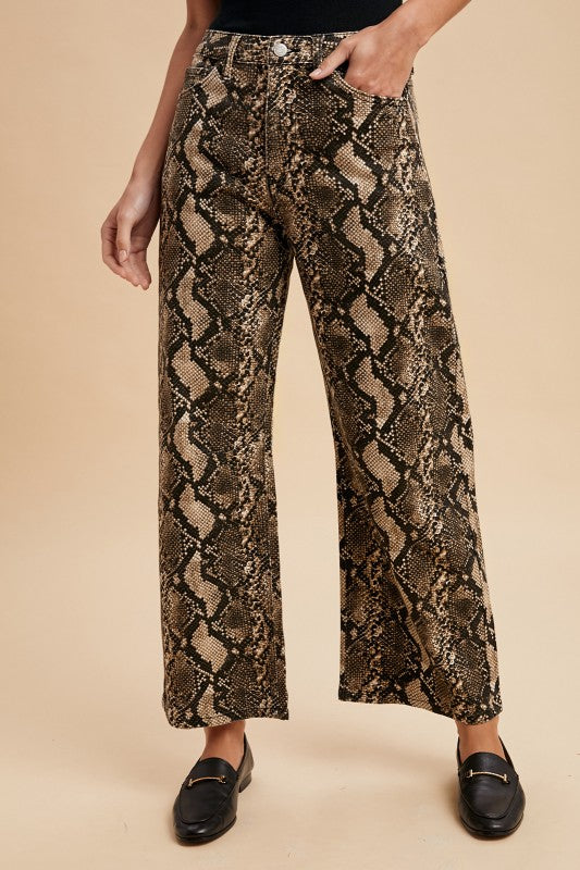 Snake Print Barrel Pants