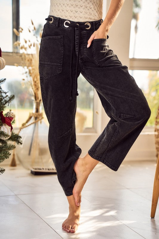 Rope Tie Corduroy Pants