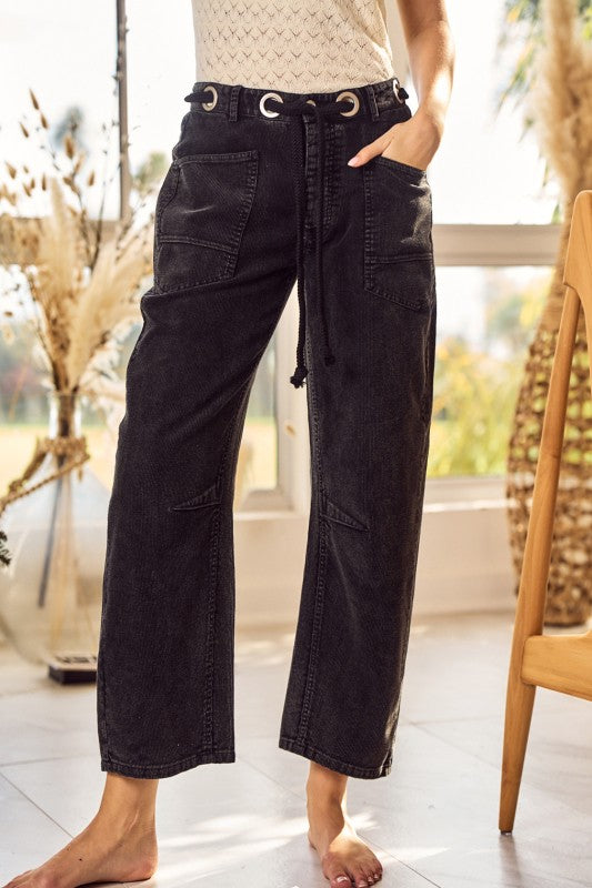 Rope Tie Corduroy Pants