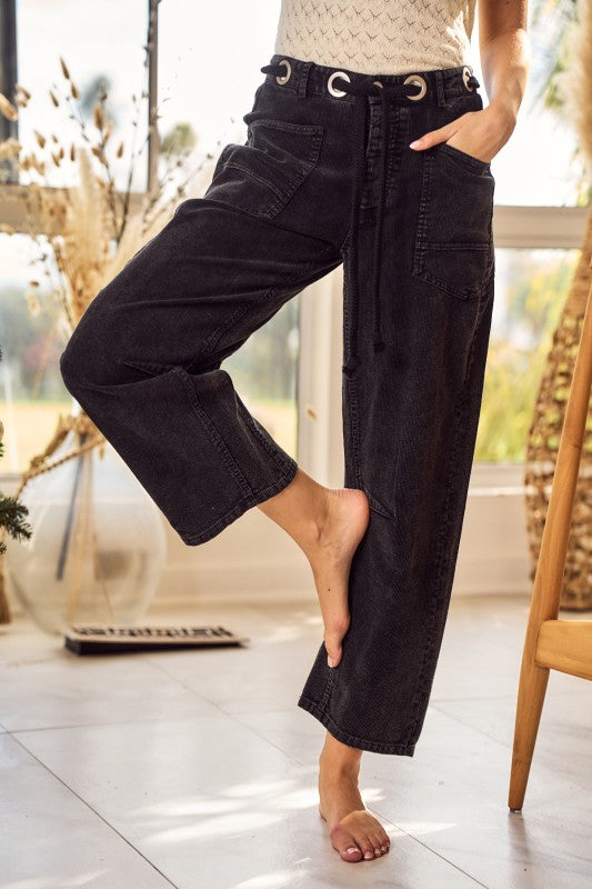 Rope Tie Corduroy Pants