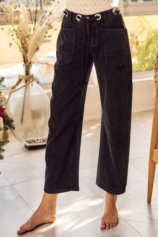 Rope Tie Corduroy Pants