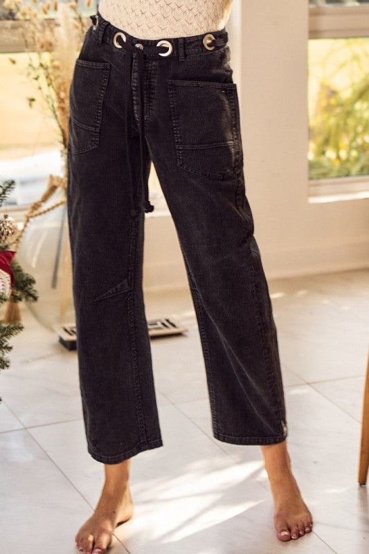 Rope Tie Corduroy Pants