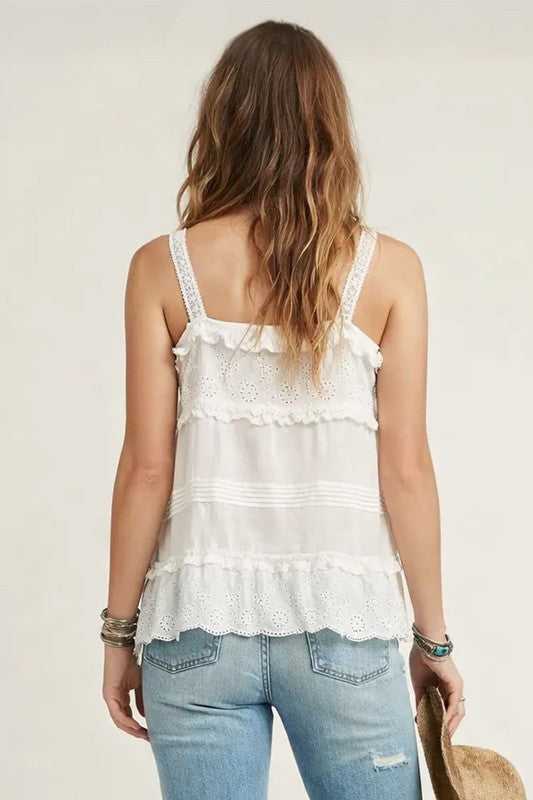 Scalloped Eyelet Tank