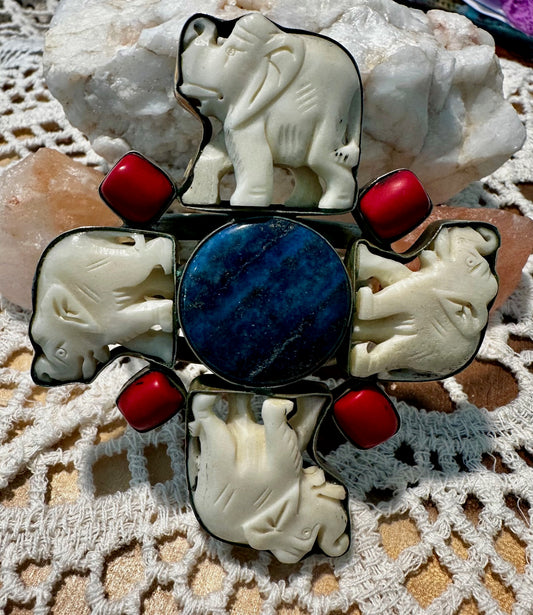 Elephant Coral Cuff Bracelet