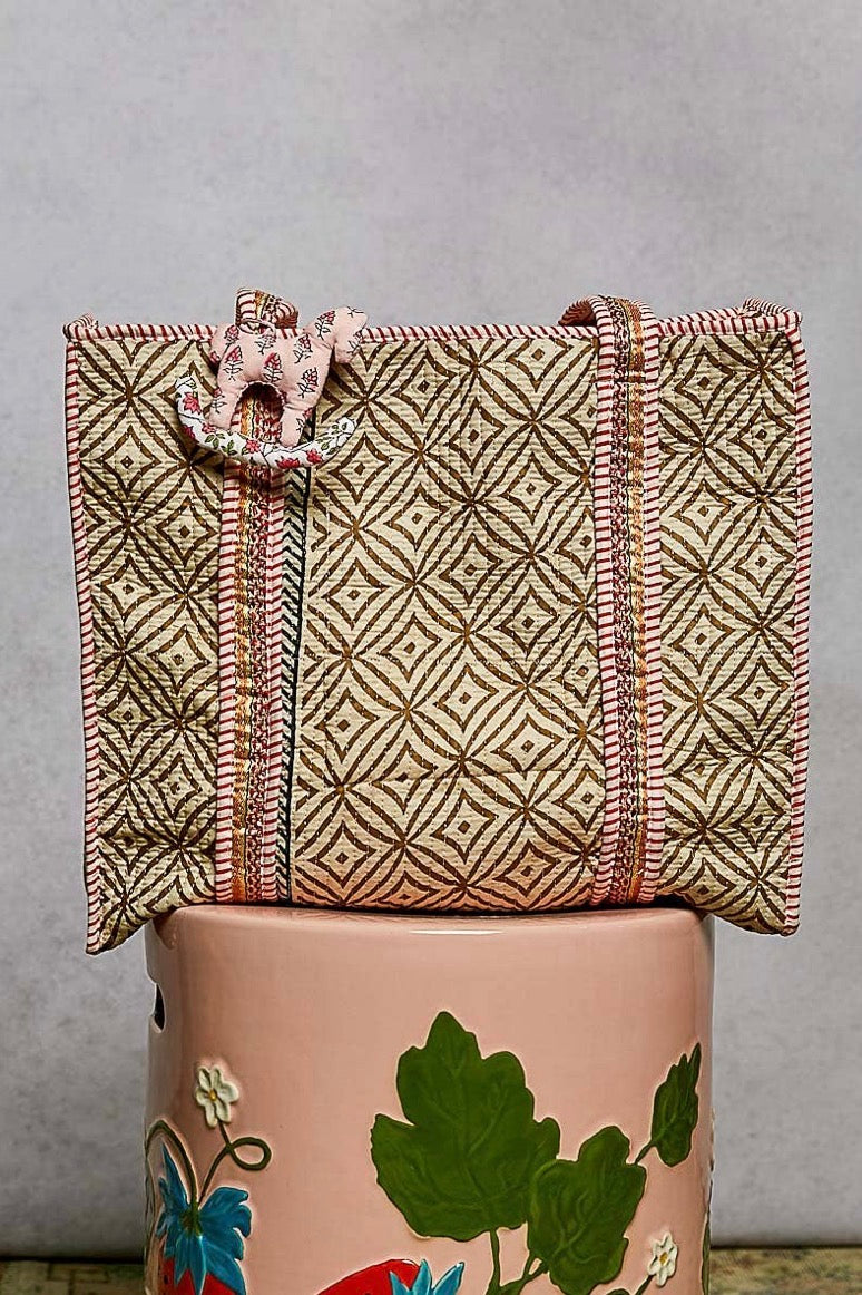 Geometric Quilted Tote Bag