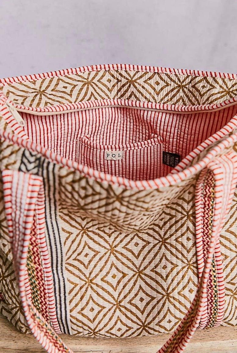 Geometric Quilted Tote Bag