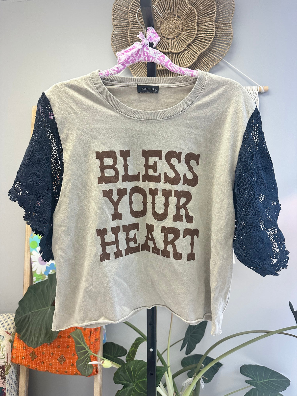 Crochet Sleeve Graphic Tees