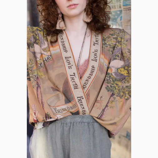 Friendship, Love & Truth Cropped Bamboo Kimono Cardigan