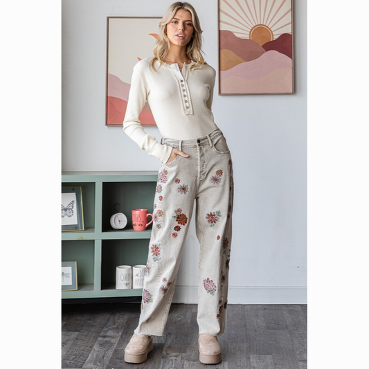 Silver Lining Floral Embroidered Jeans