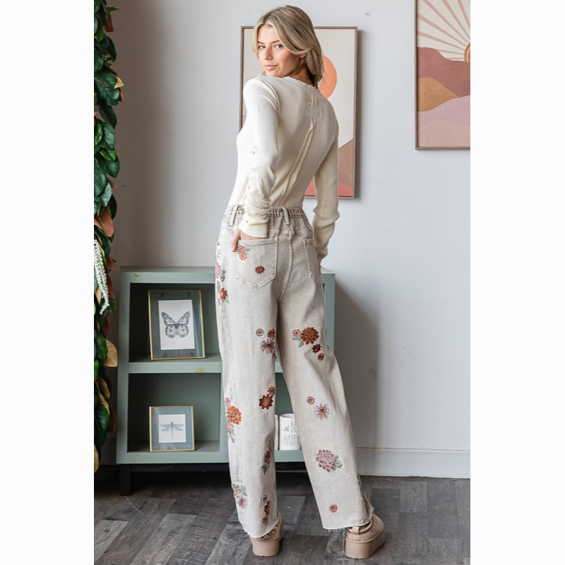 Silver Lining Floral Embroidered Jeans