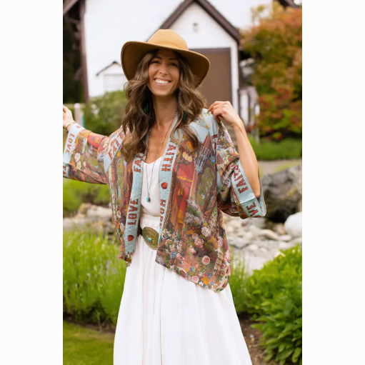 Love Language Bamboo Cropped Kimono Cardigan