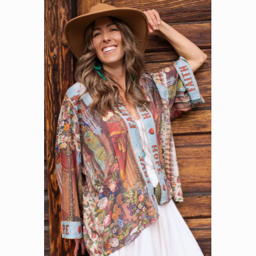 Love Language Bamboo Cropped Kimono Cardigan