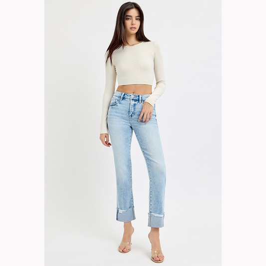 Risen Cuffed Light Wash Jeans