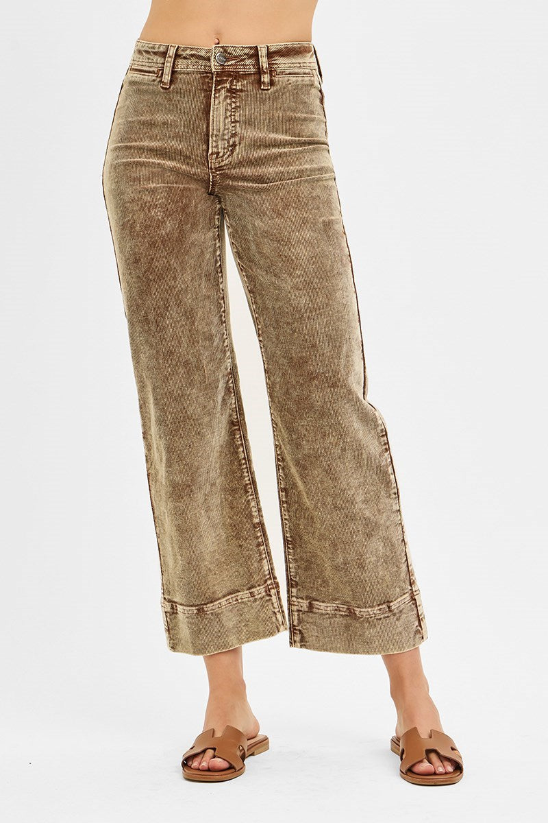 Mocha Cropped Corduroy Pants