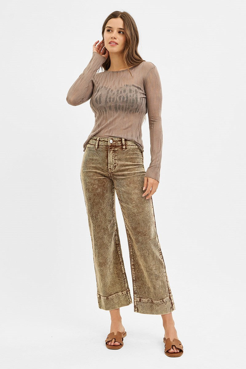 Mocha Cropped Corduroy Pants