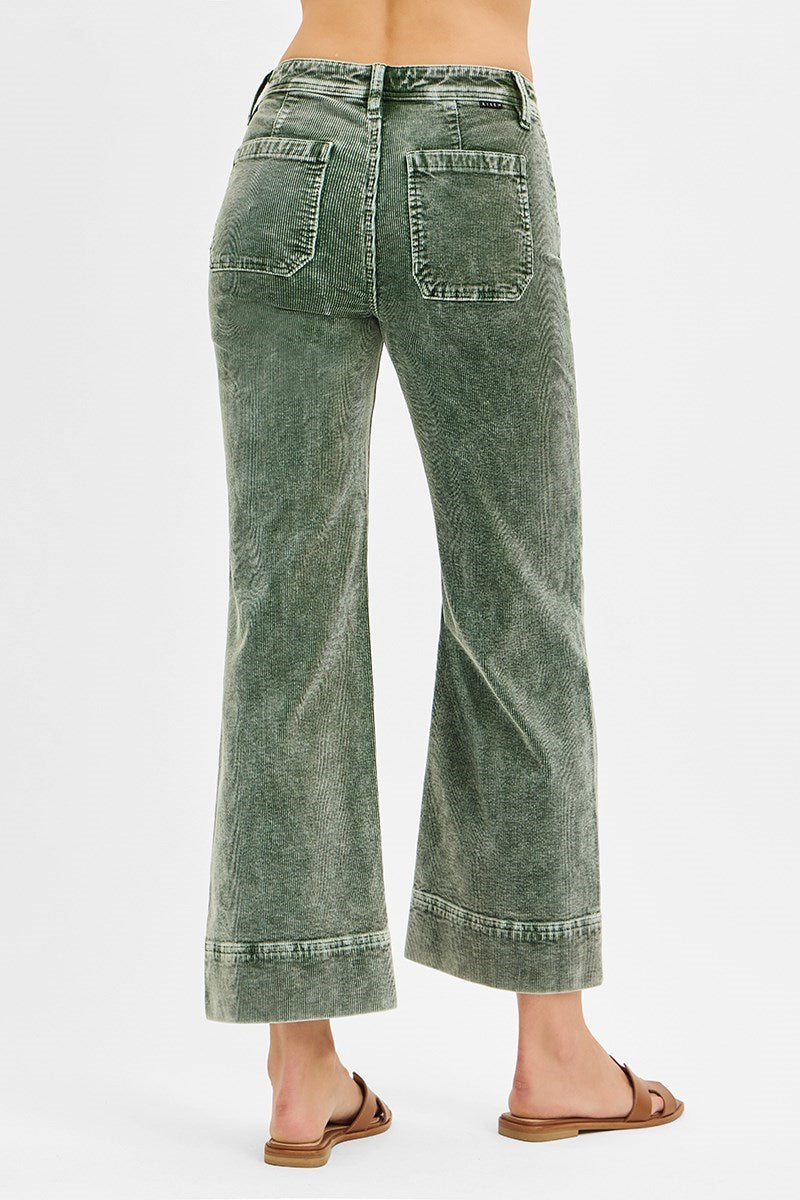 Forest Green Cropped Corduroy Pants