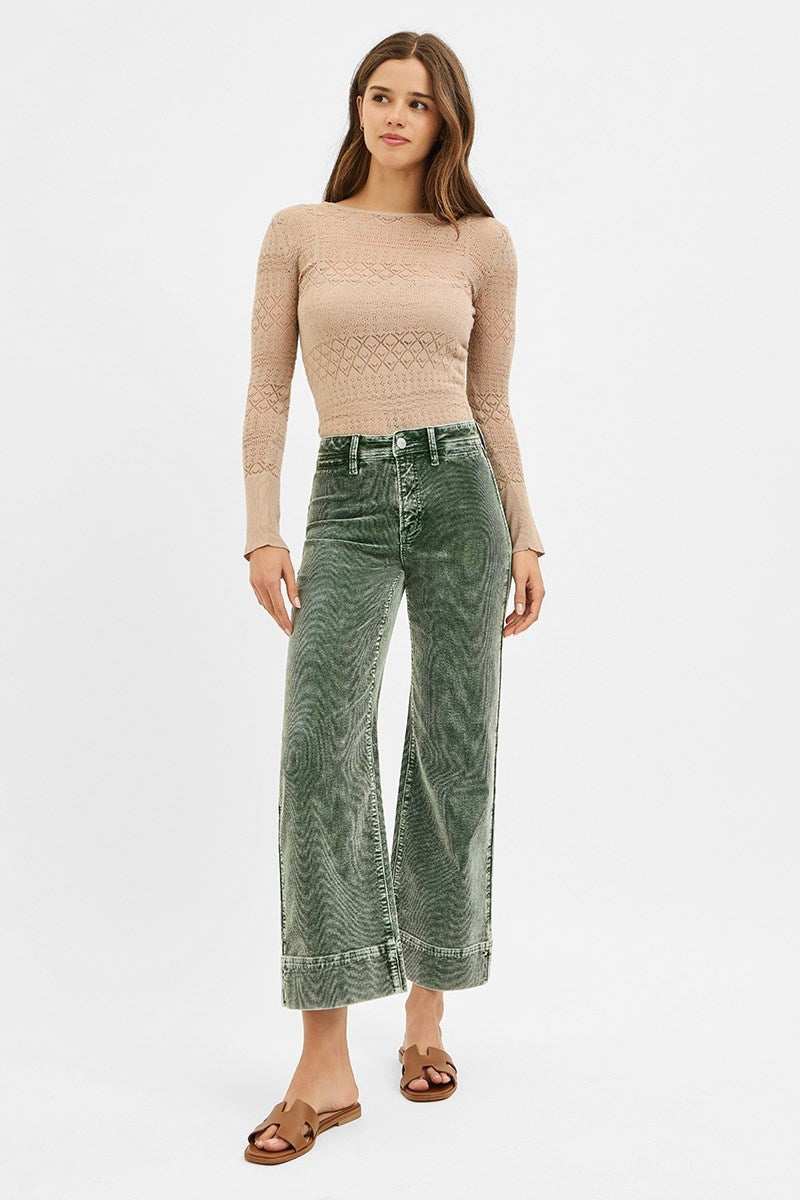 Forest Green Cropped Corduroy Pants