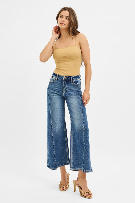Risen Asymmetrical Hem Crop Jeans