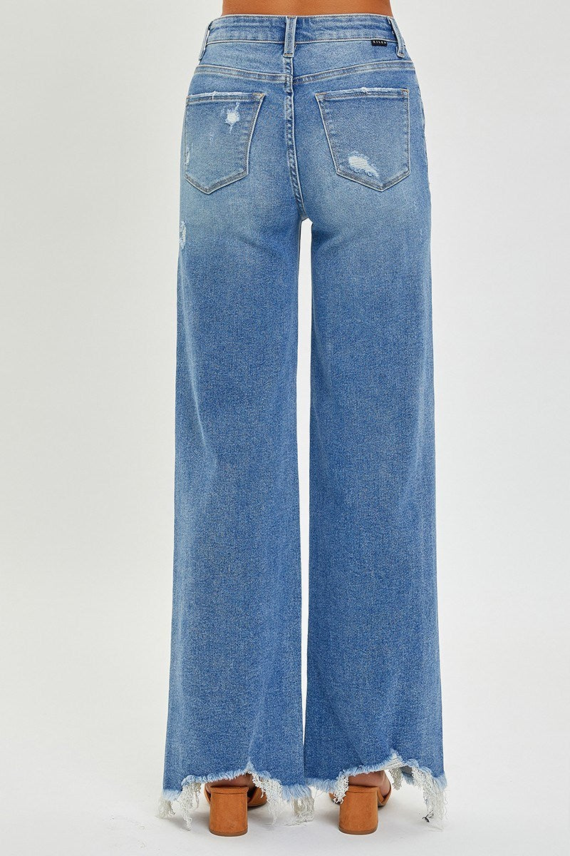 Risen High Rise Wide Leg Jeans