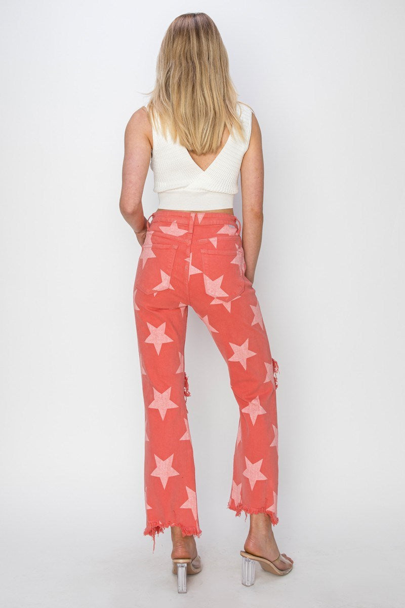 Risen Peach Star Jeans