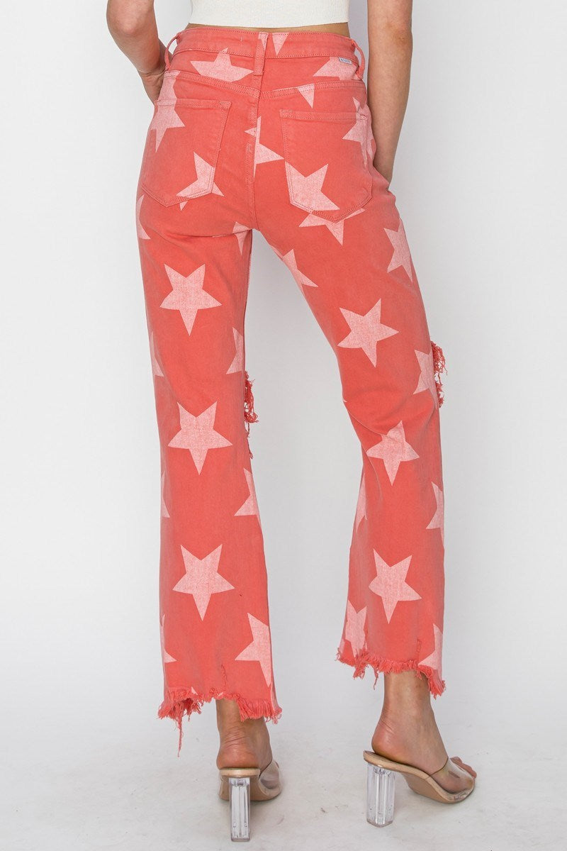 Risen Peach Star Jeans