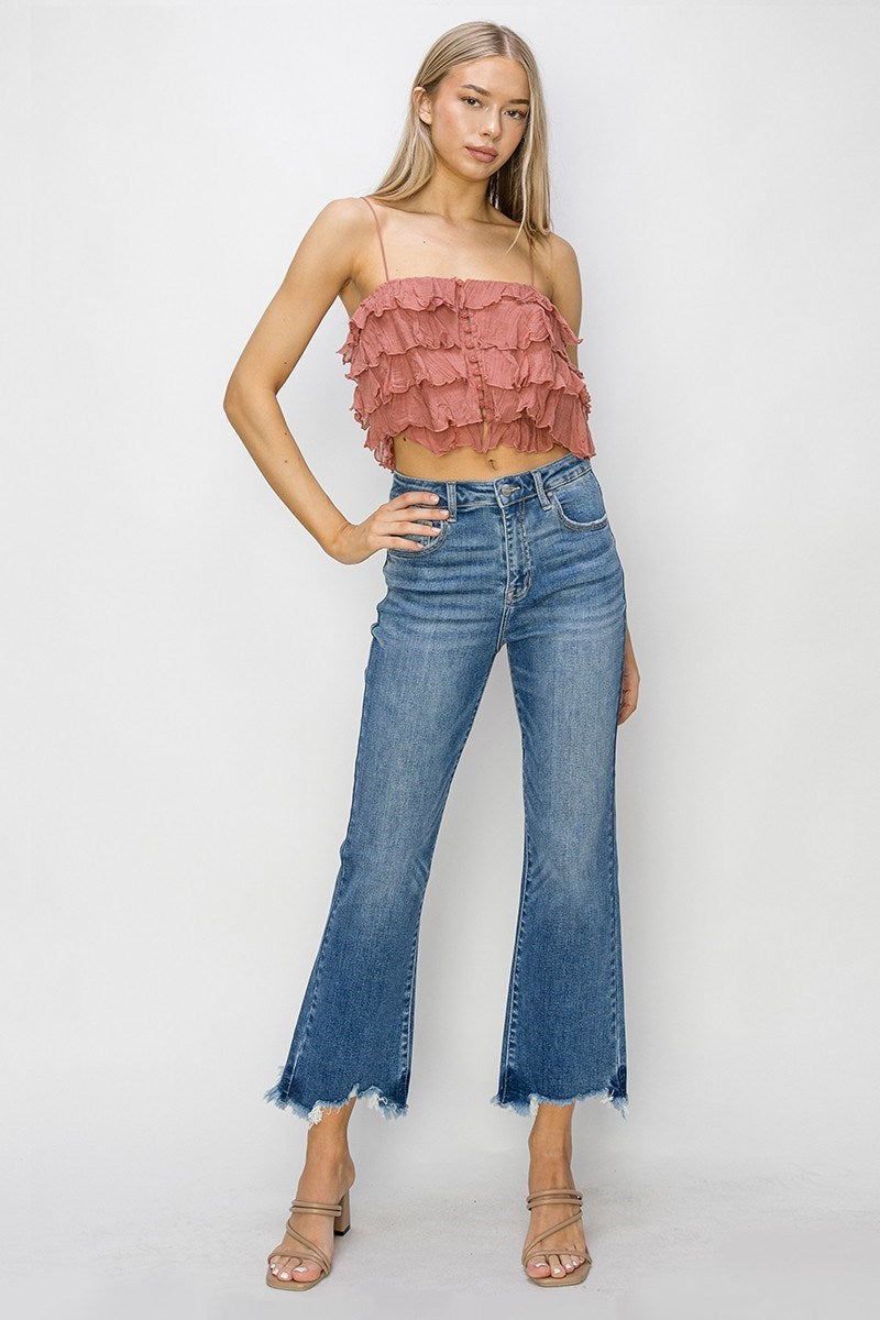 Risen Crop Flare Jeans