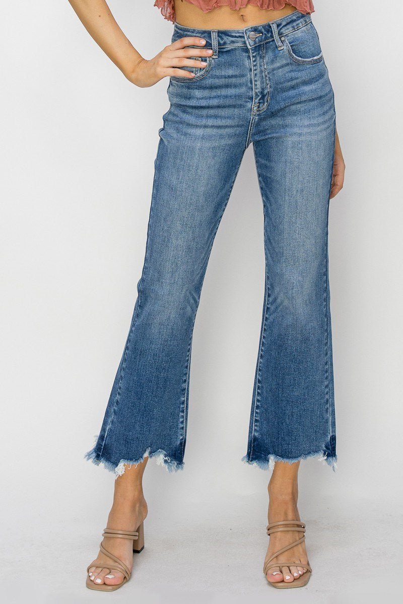 Risen Crop Flare Jeans