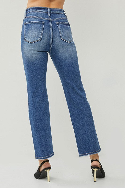 Risen High Rise Straight Ankle Jeans