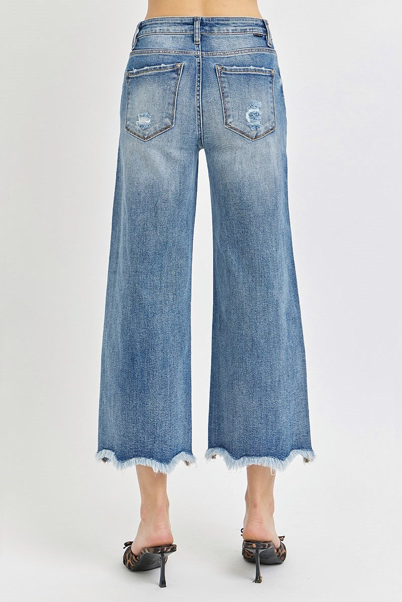 Risen Cropped Wide Leg Jeans