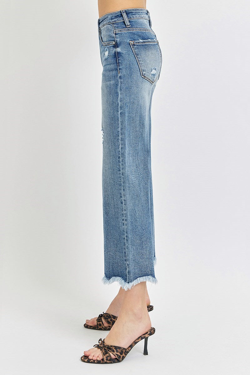 Risen Cropped Wide Leg Jeans