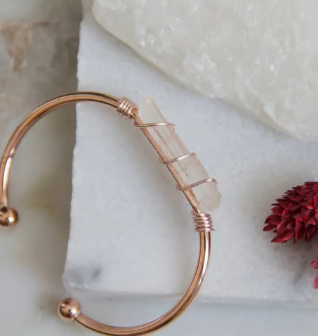 Wire Wrapped Quartz Cuff Bracelets