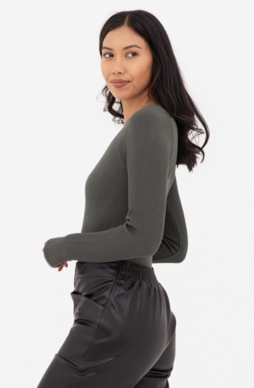 Long Sleeve Ribbed Bodysuit