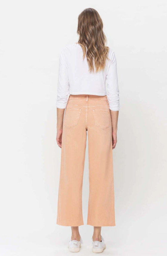 Vervet Soft Sand High Rise Cropped Wide Leg Jeans