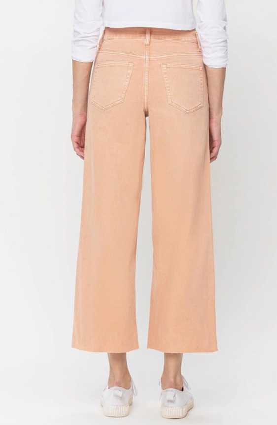 Vervet Soft Sand High Rise Cropped Wide Leg Jeans