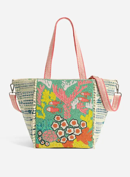 Hand Beaded Under the Sea Tote Bag