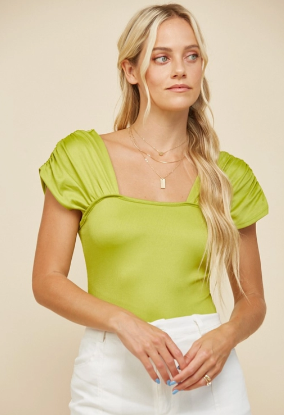 Avocado Green Cap Sleeve Bodysuit