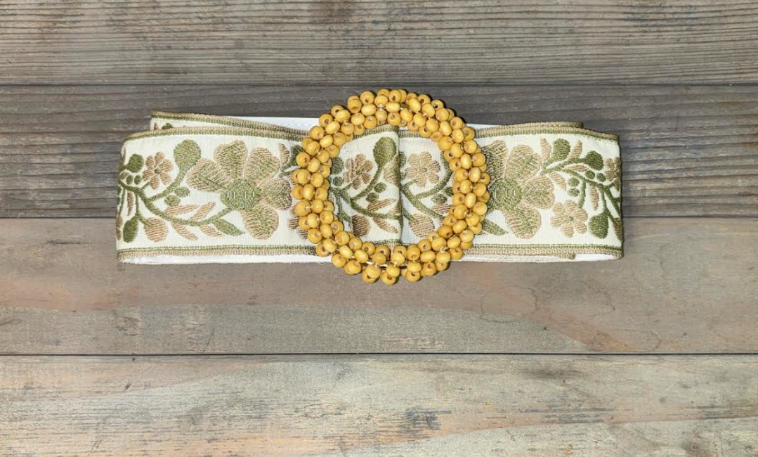 Pol Olive Floral Circular Belt