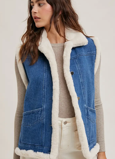 Out on the Ranch Denim & Sherpa Vest