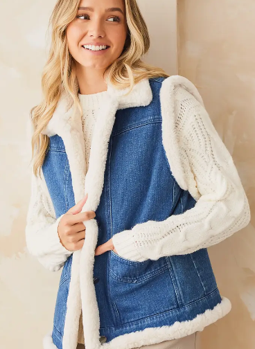 Out on the Ranch Denim & Sherpa Vest