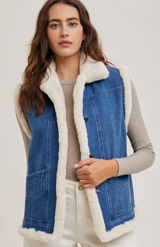 Out on the Ranch Denim & Sherpa Vest