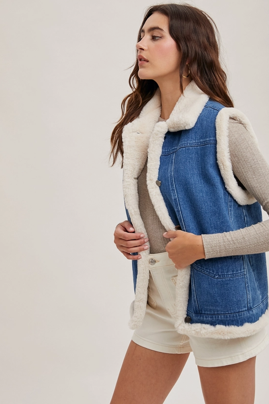 Out on the Ranch Denim & Sherpa Vest