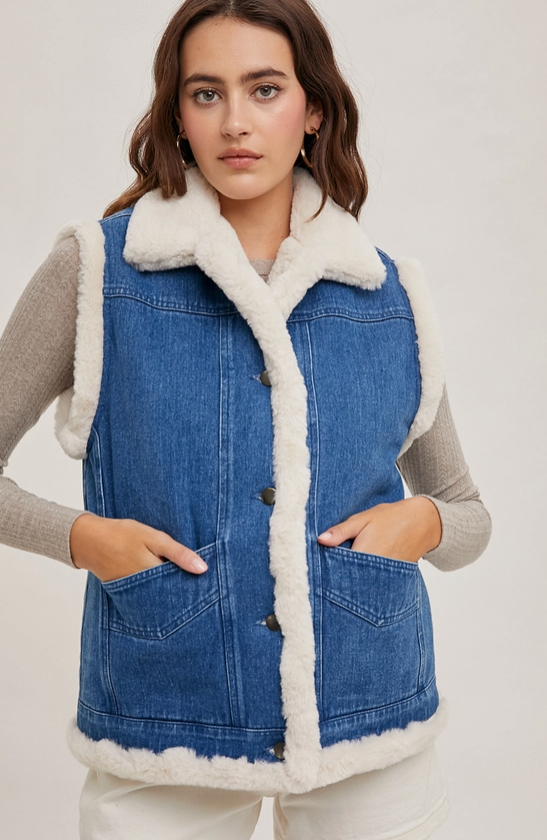 Out on the Ranch Denim & Sherpa Vest