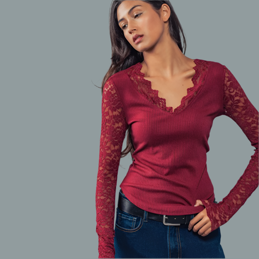 Spice Of Life Lace Sleeve Top