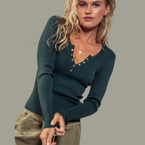 Ribbed Henley Top