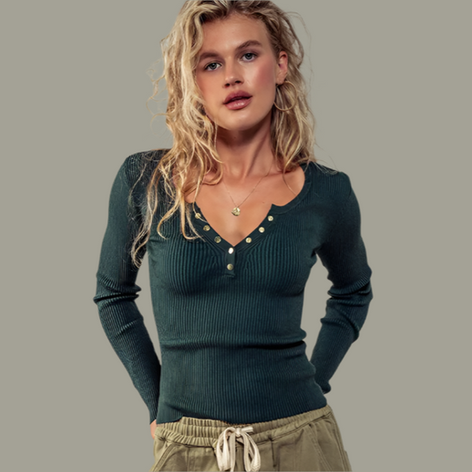 Ribbed Henley Top